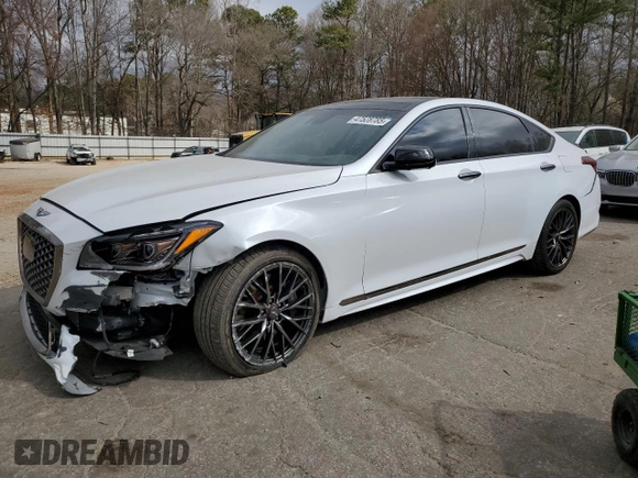 2019 Genesis G80 3.3T Sport with VIN KMHGN4JB0KU295809, listed as a Copart auction lot 47528785 with 85,173 mi miles and Salvage Title. Bid and sale history available at carsss.com. Image 1.