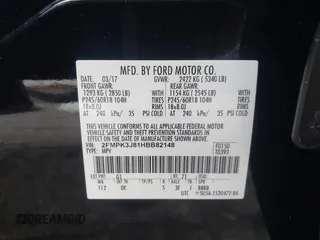 2017 Ford Edge SEL with VIN 2FMPK3J81HBB82148, listed as a IAAI auction lot 41739553 with 87,154 mi miles. Bid and sale history available at carsss.com. Image 9.