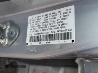 2006 Honda Accord LX SE z VIN 1HGCM55396A104394, wystawiony jako Copart lot #79640894 z przebiegiem 131 169 mil mil oraz Szkoda całkowita • Salvage title. Historia ofert i sprzedaży dostępna na DreamBid. Obrazek 12.