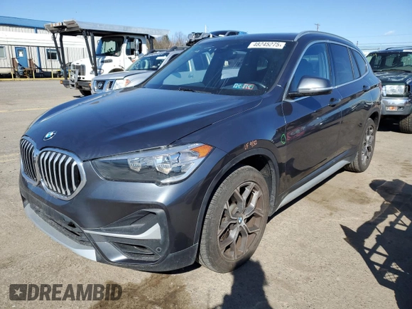 2021 BMW X1 xDrive28i with VIN WBXJG9C05M5S44903, listed as a Copart auction lot 48245275 with 49,897 mi miles and Salvage Title. Bid and sale history available at carsss.com. Image 1.