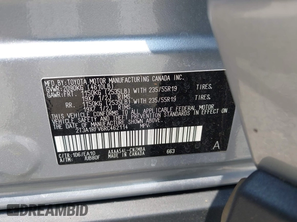 2024 Toyota RAV4 XLE Premium z VIN 2T3A1RFV6RC462114, wystawiony jako IAAI lot #42438905 z przebiegiem 3 620 mil mil oraz . Historia ofert i sprzedaży dostępna na DreamBid. Obrazek 9.