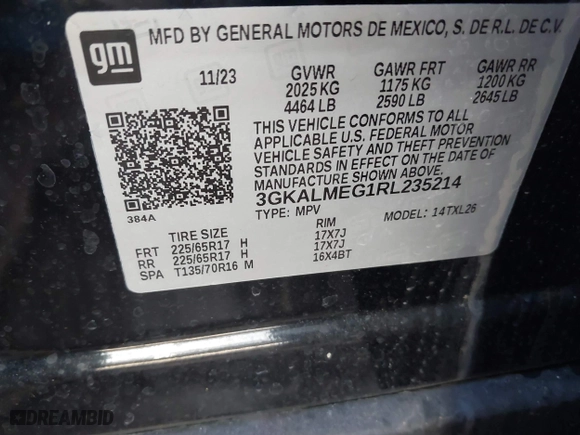 2024 GMC Terrain SLE with VIN 3GKALMEG1RL235214, listed as a IAAI auction lot 41065245 with 15,000 mi miles. Bid and sale history available at carsss.com. Image 9.