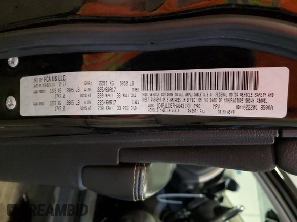 2017 Jeep Cherokee Latitude with VIN 1C4PJLCB7HW643173, listed as a Copart auction lot 62900685 with 108,531 mi miles and Salvage title. Bid and sale history available at DreamBid. Image 14.