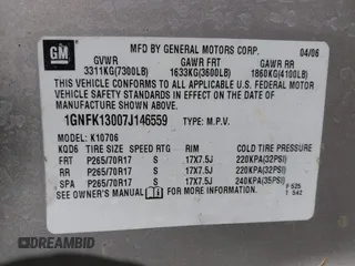 2007 Chevrolet Tahoe LT z VIN 1GNFK13007J146559, wystawiony jako IAAI lot #42686539 z przebiegiem 278 300 mil mil oraz . Historia ofert i sprzedaży dostępna na DreamBid. Obrazek 9.
