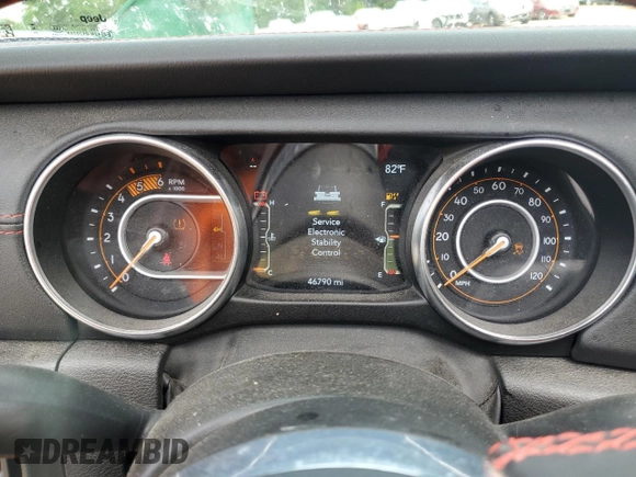 2023 Jeep Gladiator Rubicon FarOut z VIN 1C6JJTBM8PL587129, wystawiony jako Copart lot #53805935 z przebiegiem 46 790 mil mil oraz Szkoda całkowita • Salvage title. Historia ofert i sprzedaży dostępna na DreamBid. Obrazek 9.