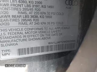2021 Audi Q7 Premium Plus z VIN WA1LJAF72MD023356, wystawiony jako IAAI lot #40204669 z przebiegiem 33 316 mil mil oraz . Historia ofert i sprzedaży dostępna na DreamBid. Obrazek 9.