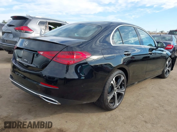2025 Mercedes-Benz C 300 with VIN W1KAF4GBXSR238038, listed as a IAAI auction lot 41682379 with 431 mi miles and . Bid and sale history available at DreamBid. Image 4.