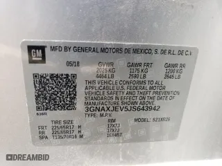 2018 Chevrolet Equinox LT with VIN 3GNAXJEV5JS643942, listed as a Copart auction lot 67508264 with 84,120 mi miles and Salvage Title. Bid and sale history available at carsss.com. Image 13.