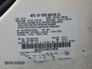 2021 Ford EcoSport S with VIN MAJ3S2FE6MC422838, listed as a Copart auction lot 43875045 with 18,820 mi miles and Salvage Title. Bid and sale history available at DreamBid. Image 15.