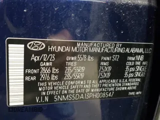 2023 Hyundai Santa Fe Hybrid Limited with VIN 5NMS5DA13PH008547, listed as a Copart auction lot 75651404 with 7,186 mi miles and Salvage Title. Bid and sale history available at carsss.com. Image 14.