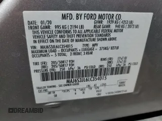 2020 Ford EcoSport SES z VIN MAJ6S3JL6LC354015, wystawiony jako Copart lot #56508225 z przebiegiem 13 429 mil mil oraz Szkody całkowita. Historia ofert i sprzedaży dostępna na DreamBid. Obrazek 12.