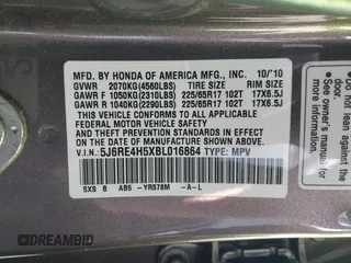 2011 Honda CR-V EX with VIN 5J6RE4H5XBL016864, listed as a IAAI auction lot 41847630 with 158,377 mi miles and . Bid and sale history available at carsss.com. Image 9.