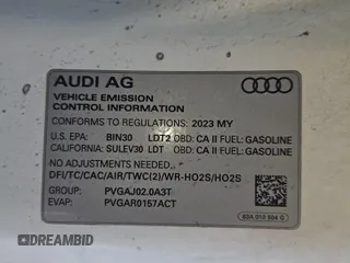 2023 Audi Q3 S line Premium with VIN WA1DECF3XP1106668, listed as a IAAI auction lot 42845143 with 46,005 mi miles and . Bid and sale history available at DreamBid. Image 35.
