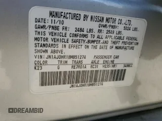 2011 Infiniti EX Journey with VIN JN1AJ0HR1BM851274, listed as a Copart auction lot 57478814 with 202,932 mi miles and Clean Title. Bid and sale history available at carsss.com. Image 12.