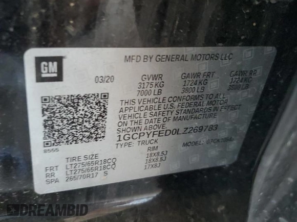 2020 Chevrolet Silverado 1500 LT Trail Boss with VIN 1GCPYFED0LZ269783, listed as a Copart auction lot 67721184 with 48,903 mi miles and Salvage Title. Bid and sale history available at carsss.com. Image 13.
