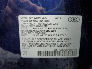 2023 Audi Q5 S line Premium with VIN WA1GAAFYXP2157574, listed as a Copart auction lot 55911315 with 17,830 mi miles and Salvage title. Bid and sale history available at DreamBid. Image 13.