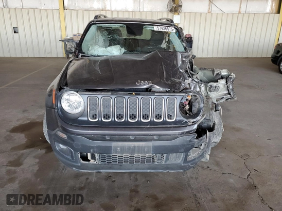 2017 Jeep Renegade Altitude with VIN ZACCJABB8HPG36797, listed as a Copart auction lot 57436575 with Not provided miles and Salvage title. Bid and sale history available at DreamBid. Image 5.