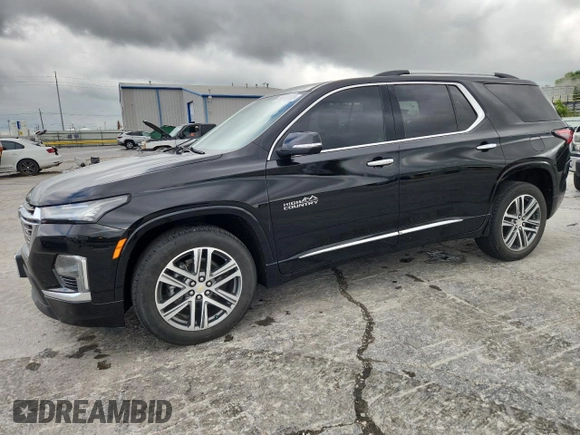 2022 Chevrolet Traverse High Country z VIN 1GNEVNKW6NJ133098, wystawiony jako Copart lot #59689065 z przebiegiem 52 627 mil mil oraz Czysty tytuł • Clean title. Historia ofert i sprzedaży dostępna na DreamBid. Obrazek 1.