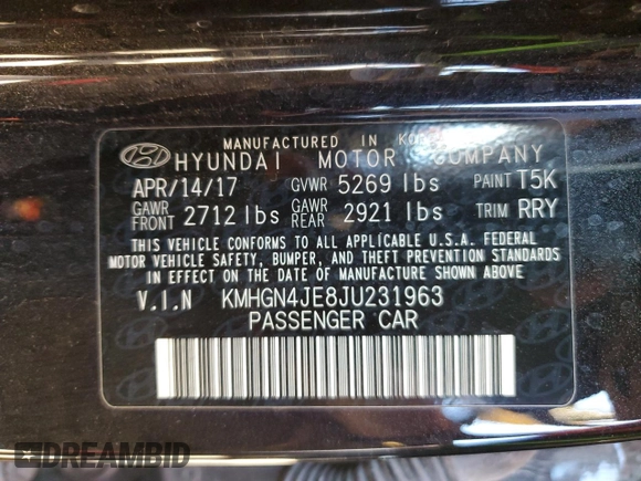 2018 Genesis G80 3.8L with VIN KMHGN4JE8JU231963, listed as a Copart auction lot 77375914 with 86,227 mi miles and Salvage Title. Bid and sale history available at carsss.com. Image 12.