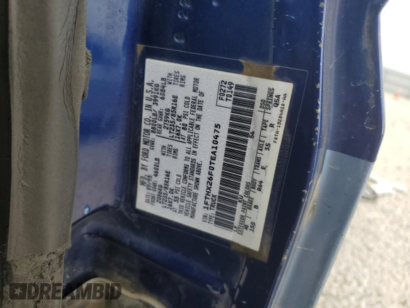 1996 Ford F-250 z VIN 1FTHX26F0TEA10475, wystawiony jako Copart lot #53327235 z przebiegiem 307 273 mil mil oraz Szkoda całkowita • Salvage title. Historia ofert i sprzedaży dostępna na DreamBid. Obrazek 14.