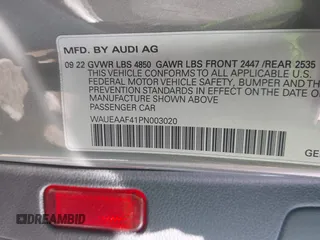 2023 Audi A4 S line Premium Plus z VIN WAUEAAF41PN003020, wystawiony jako IAAI lot #42369885 z przebiegiem 55 960 mil mil oraz . Historia ofert i sprzedaży dostępna na DreamBid. Obrazek 9.