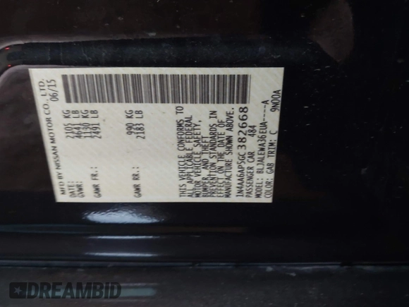 2016 Nissan Maxima SL z VIN 1N4AA6AP5GC382668, wystawiony jako IAAI lot #41451440 z przebiegiem 163 884 mil mil oraz . Historia ofert i sprzedaży dostępna na DreamBid. Obrazek 9.