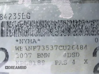 2007 BMW 5 Series 530xi with VIN WBANF73537CU26484, listed as a IAAI auction lot 42060808 with 164,727 mi miles and . Bid and sale history available at carsss.com. Image 11.