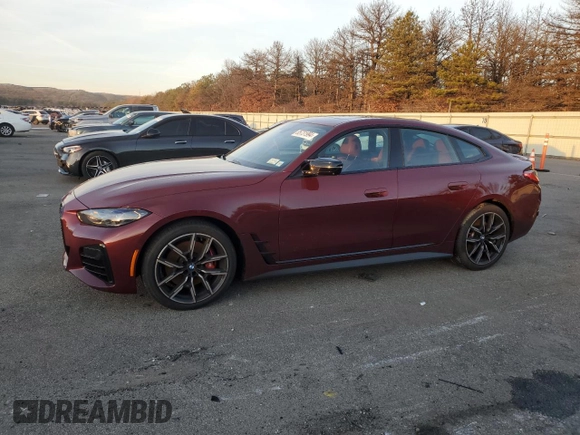 2022 BMW 4 Series M440i xDrive z VIN WBA13AW01NFM58124, wystawiony jako Copart lot #85731994 z przebiegiem 15 922 mil mil oraz Szkoda całkowita • Salvage title. Historia ofert i sprzedaży dostępna na DreamBid. Obrazek 1.