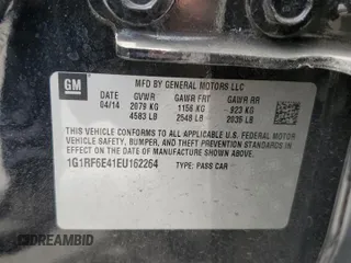 2014 Chevrolet Volt with VIN 1G1RF6E41EU162264, listed as a Copart auction lot 54047255 with 104,424 mi miles and Salvage Title. Bid and sale history available at DreamBid. Image 12.
