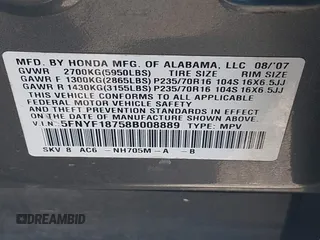 2008 Honda Pilot EX-L с VIN 5FNYF18758B008889, выставлен на аукционе IAAI как лот 42800809 с пробегом 219 877 миль миль и . История ставок и продаж доступна на DreamBid. Изображение 9.