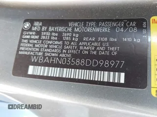 2008 BMW 7 Series 760Li with VIN WBAHN03588DD98977, listed as a IAAI auction lot 42836897 with 147,612 mi miles and . Bid and sale history available at DreamBid. Image 9.