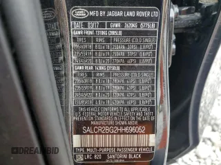 2017 Land Rover Discovery Sport HSE z VIN SALCR2BG2HH696052, wystawiony jako Copart lot #57586135 z przebiegiem 78 934 mil mil oraz Szkoda całkowita • Salvage title. Historia ofert i sprzedaży dostępna na DreamBid. Obrazek 14.