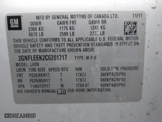 2012 Chevrolet Equinox LT w/1LT with VIN 2GNFLEEK2C6201717, listed as a IAAI auction lot 41705151 with 132,091 mi miles. Bid and sale history available at carsss.com. Image 9.