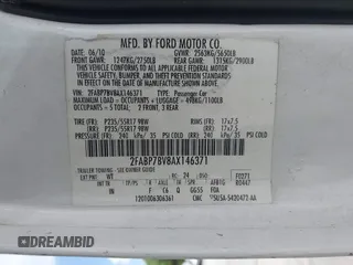 2010 Ford Police Interceptor с VIN 2FABP7BV8AX146371, выставлен на аукционе IAAI как лот 42395481 с пробегом Не указан миль и . История ставок и продаж доступна на DreamBid. Изображение 9.