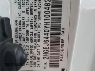 2000 Honda Civic DX z VIN 2HGEJ6440YH100482, wystawiony jako Copart lot #58164305 z przebiegiem 57 818 mil mil oraz Szkoda całkowita • Salvage title. Historia ofert i sprzedaży dostępna na DreamBid. Obrazek 12.