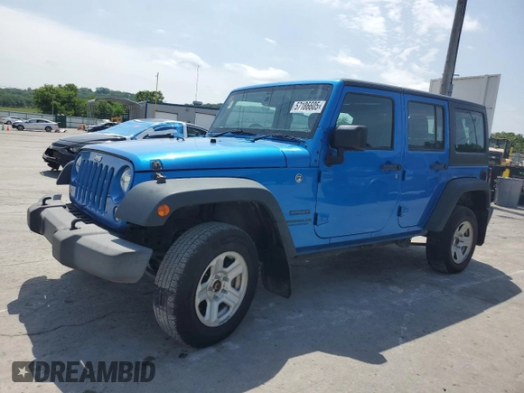 2016 Jeep Wrangler Unlimited Sport RHD z VIN 1C4BJWKG8GL307167, wystawiony jako Copart lot #57186605 z przebiegiem 182 213 mil mil oraz Czysty tytuł • Clean title. Historia ofert i sprzedaży dostępna na DreamBid. Obrazek 1.