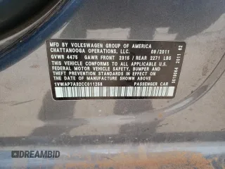 2012 Volkswagen Passat S w/Appearance with VIN 1VWAP7A32CC011258, listed as a Copart auction lot 78273454 with 156,014 mi miles and Salvage Title. Bid and sale history available at carsss.com. Image 12.