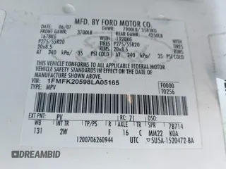 2008 Ford Expedition Max Limited с VIN 1FMFK20598LA05165, выставлен на аукционе IAAI как лот 42544119 с пробегом 230 904 миль миль и . История ставок и продаж доступна на DreamBid. Изображение 9.