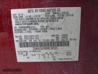 2013 Lincoln MKT EcoBoost with VIN 2LMHJ5AT8DBL50535, listed as a IAAI auction lot 41585415 with 173,543 mi miles. Bid and sale history available at carsss.com. Image 9.