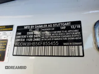 2019 Mercedes-Benz C 63 S AMG with VIN WDDWJ8HB5KF855455, listed as a Copart auction lot 49669255 with 35,982 mi miles and Salvage title. Bid and sale history available at DreamBid. Image 12.