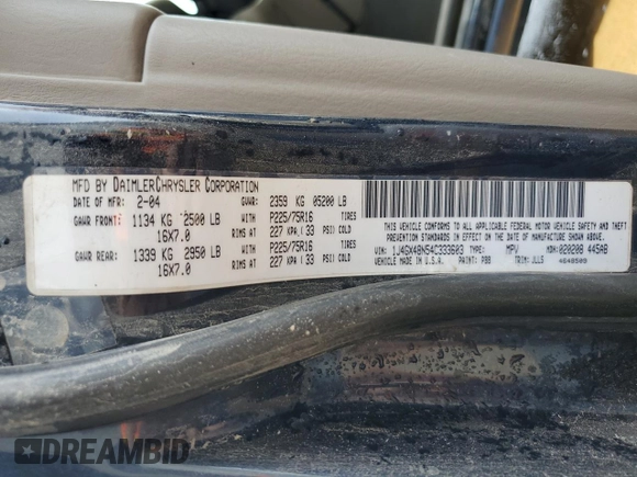 2004 Jeep Grand Cherokee Laredo z VIN 1J4GX48N54C333603, wystawiony jako Copart lot #42620514 z przebiegiem 172 410 mil mil oraz Nie do naprawy • Non repairable. Historia ofert i sprzedaży dostępna na DreamBid. Obrazek 13.