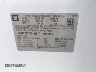 2016 GMC Terrain SLT z VIN 2GKFLPE37G6159617, wystawiony jako IAAI lot #42277132 z przebiegiem 128 987 mil mil oraz . Historia ofert i sprzedaży dostępna na DreamBid. Obrazek 9.