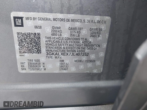 2018 GMC Terrain Denali с VIN 3GKALXEX7JL407252, выставлен на аукционе IAAI как лот 42358220 с пробегом 83 493 миль миль и . История ставок и продаж доступна на DreamBid. Изображение 9.