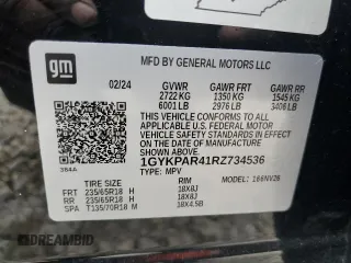 2024 Cadillac XT6 FWD Luxury z VIN 1GYKPAR41RZ734536, wystawiony jako Copart lot #46669655 z przebiegiem 11 916 mil mil oraz Szkoda całkowita • Salvage title. Historia ofert i sprzedaży dostępna na DreamBid. Obrazek 14.
