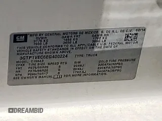 2014 GMC Sierra 1500 SLT with VIN 3GTP1VEC6EG400224, listed as a Copart auction lot 56747605 with 143,882 mi miles and Salvage title. Bid and sale history available at DreamBid. Image 12.