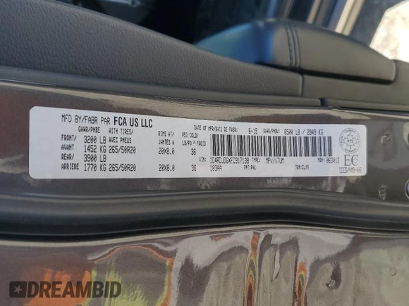 2015 Dodge Durango Limited with VIN 1C4RDJDGXFC917138, listed as a Copart auction lot 49311765 with 188,409 mi miles and Clean Title. Bid and sale history available at carsss.com. Image 13.