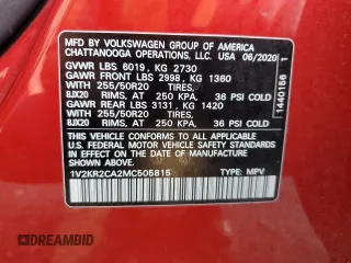 2021 Volkswagen Atlas SE z VIN 1V2KR2CA2MC505815, wystawiony jako Copart lot #54756465 z przebiegiem 51 653 mil mil oraz Szkoda całkowita • Salvage title. Historia ofert i sprzedaży dostępna na DreamBid. Obrazek 13.