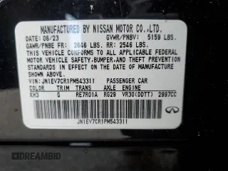 2023 Infiniti Q50 SENSORY with VIN JN1EV7CR1PM543311, listed as a Copart auction lot 49888555 with 15,748 mi miles and Salvage Title. Bid and sale history available at carsss.com. Image 15.