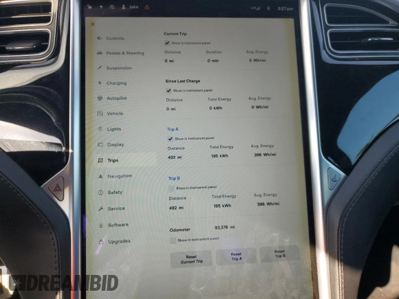 2014 Tesla Model S P85D with VIN 5YJSA1H28EFP66441, listed as a Copart auction lot 43846415 with 93,376 mi miles and Clean Title. Bid and sale history available at DreamBid. Image 9.