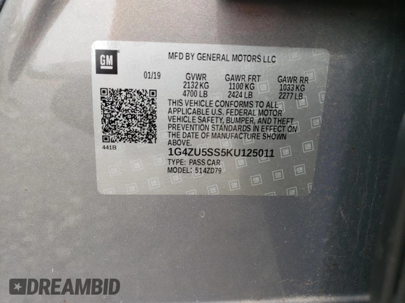 2019 Buick LaCrosse Avenir with VIN 1G4ZU5SS5KU125011, listed as a Copart auction lot 70301674 with 57,099 mi miles and Salvage Title. Bid and sale history available at carsss.com. Image 14.
